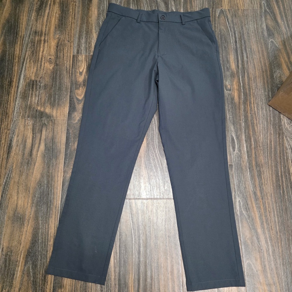 LIBIN Mens 32W x 30L Gray Polyester Flat Front Performance Dress Pants